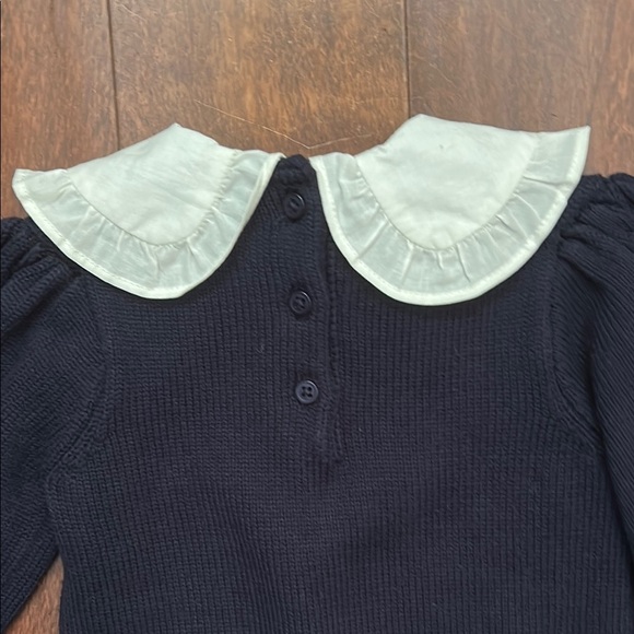 Janie and Jack The Cable Knit Bow Sweater, White Collar and Bow, Size 12-18 M - Picture 12 of 14